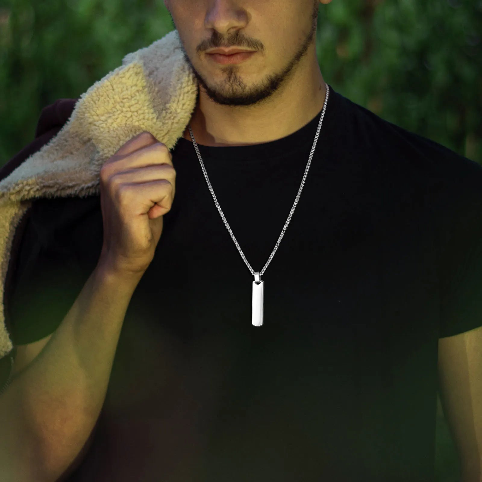 Colar Masculino Tag Personalizada Letra Banhado